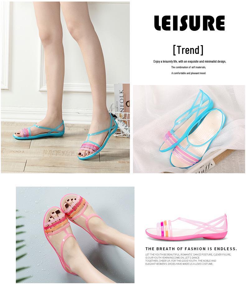 Barevné protiskluzové želé sandály: Dámské plážové boty s měkkou podrážkou
