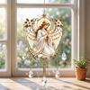 Elegant Indoor Hanging Decor Stained Glass Effect Blessing Suncatcher, Acrylic Angel Prayer Window Sun Catcher for Windows Ornament with Faux Crystal
