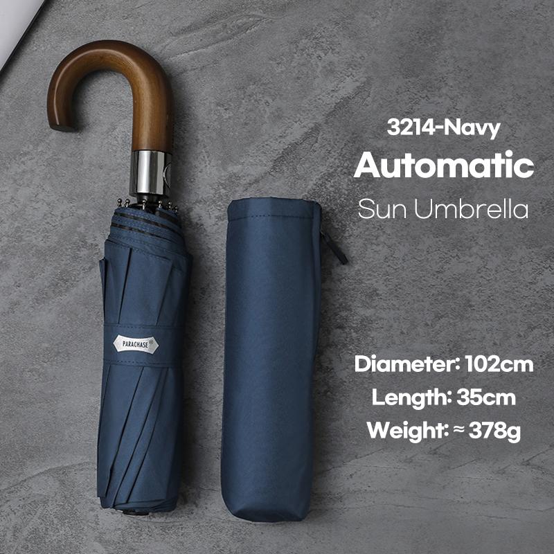 

Деревянный складной мужской зонт, зонт от солнца и дождя, ветрозащитный, прочный, с деревянной ручкой, 10 ребер тёмно-синий