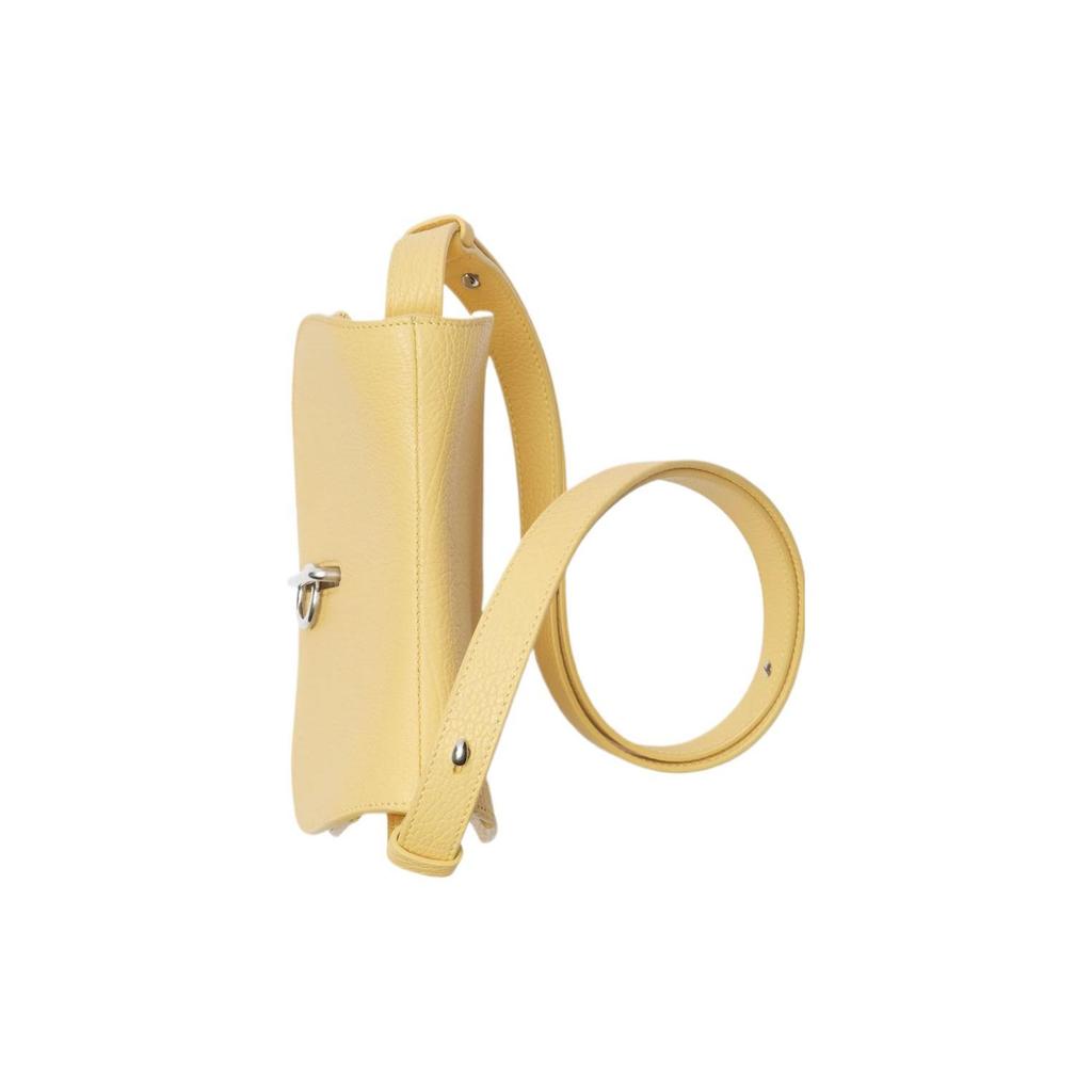Burberry Rocking Horse Logo Embossed Flap Closure Calfskin Saddle Bag Women Handbags Daffodil-Yellow 80811631