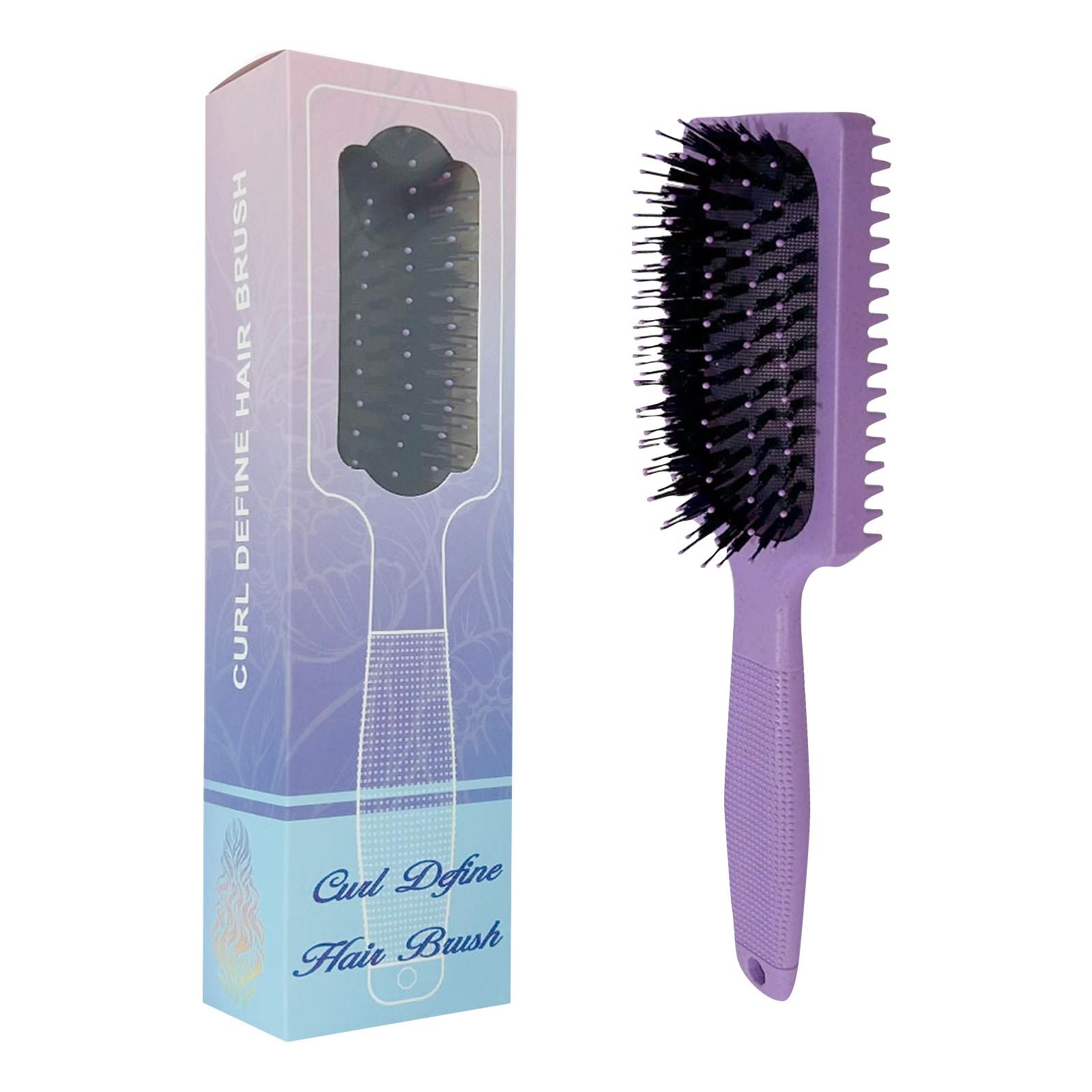 

Щетка для завивки волос для расчесывания и придания формы мужским и женским локонам, уменьшает выдергивание, густая щетина, прямоугольная, гибкая, усиливает кудри, унисекс One Size фиолетовый