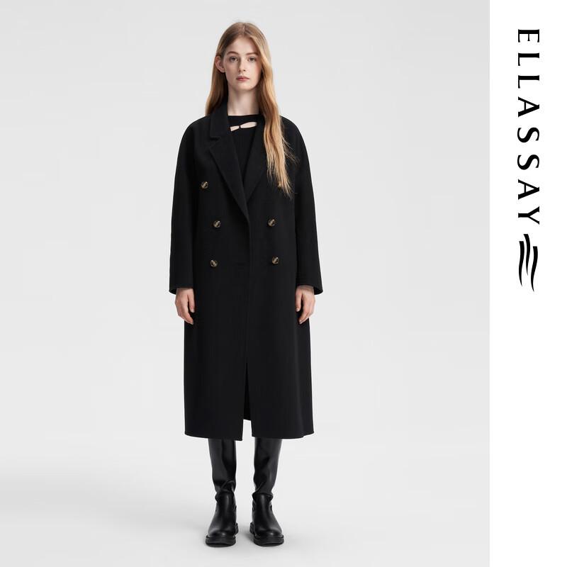 ELLASSAY Women's Merino Wool Double-breasted Lapel Coat EWB354D00300