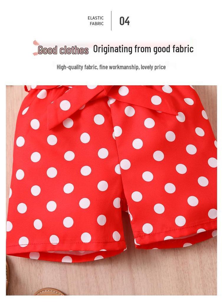 Girls' Summer Two-Piece Set: Short Sleeve Top & Shorts, Casual Sport Style, Lightweight and Printed for Kids and Babies.