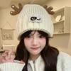 Women's Winter Knitted Hat with Cute Cartoon Christmas Reindeer Antlers, Ear Protection, Fleece Lining, Thickened for Cold Protection