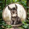 Vintage Donkey Metal Sign 8x8 Inch Retro Farmhouse Tin Round Aluminum Wall Art 2D Flat Decor for Home Bar Cafe Man Cave