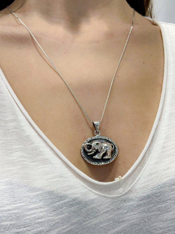 

Ожерелье ручной работы из серебра 925 пробы со слоном