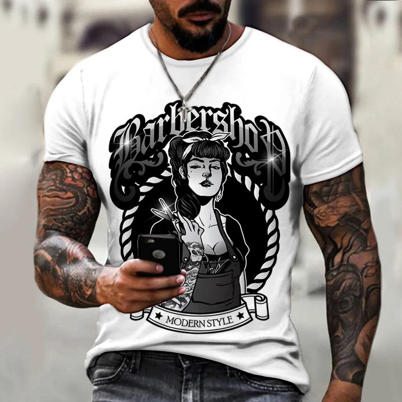 Street Men's T-shirt Hairdressing Pattern Casual Short Sleeve O Neck Fashion Hot Seller Funny 3D Printed Harajuku Hip Hop Shirt