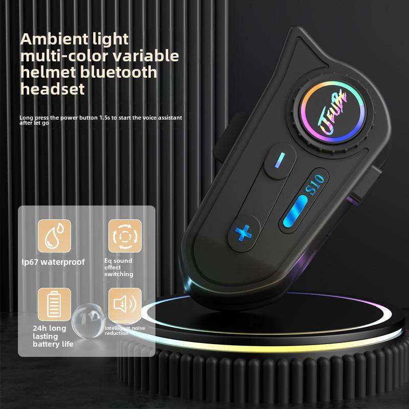 Wireless Helmet Bluetooth Headset Motorcycle Helmet Bluetooth Headset Waterproof and Dust Cancelling Noise Light Helmet Headset