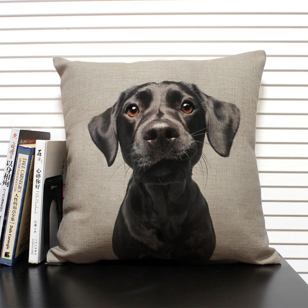 Cute Animal Cushion Cover Bulldog Dachshund 45x45cm Square Linen Pillowcase Living Room Sofa Decoration Dog Companion