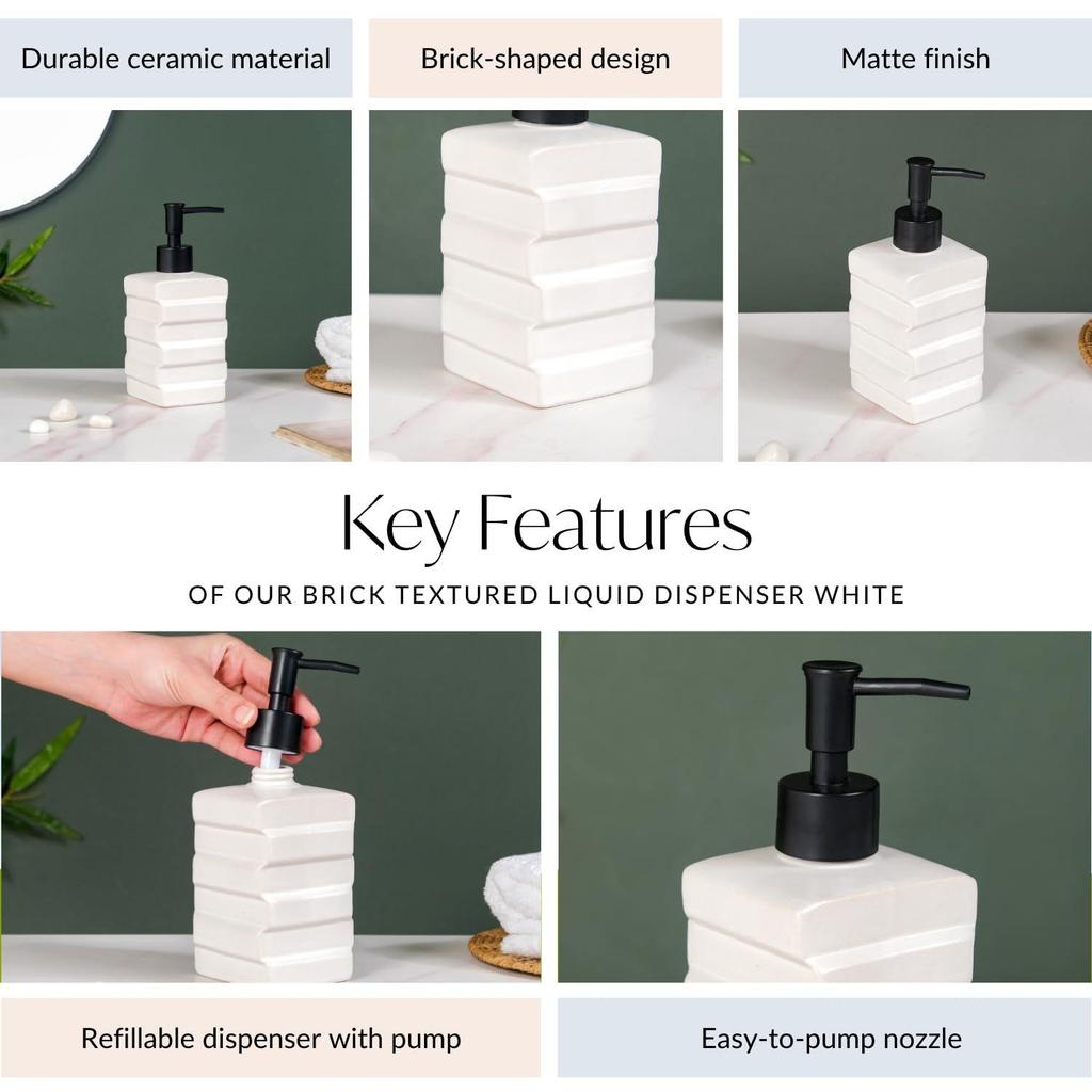 Handwaschseifenspenderpumpe für Badezimmer | Seifenspenderflasche für Küche & Waschbecken | Badezimmerzubehör | 450 ml (Weiß)