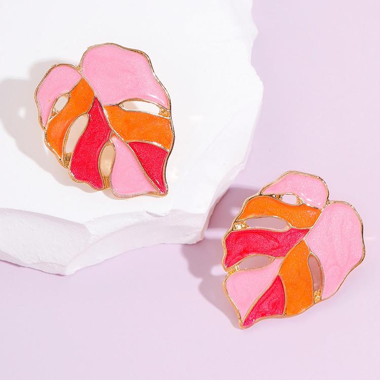 

Серьги-пусеты «Дерево жизни» с кленовым листом, ручная работа, с капельным маслом розовый