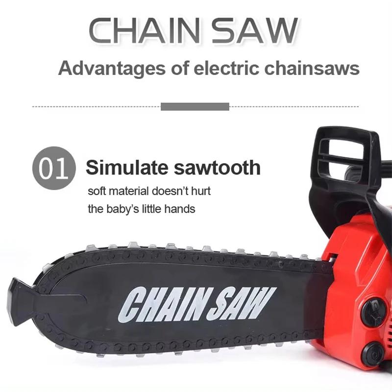 Non-Toxic Big Size Electronic Chainsaw Toys Kids Pretend Play Toy Power Rotating Chainsaw With Sound Electric Repair Tools Toys For Children