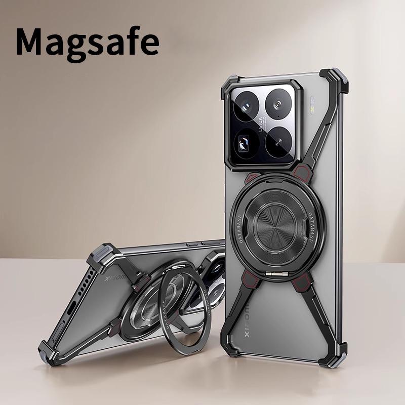 

Eary Magic Claw Phone Case for Xiaomi 15/15Pro Metal Frameless Bumper Magnetic 360°Rotation Stand for Magsafe Shockproof Cover For Xiaomi 15 Pro чёрный