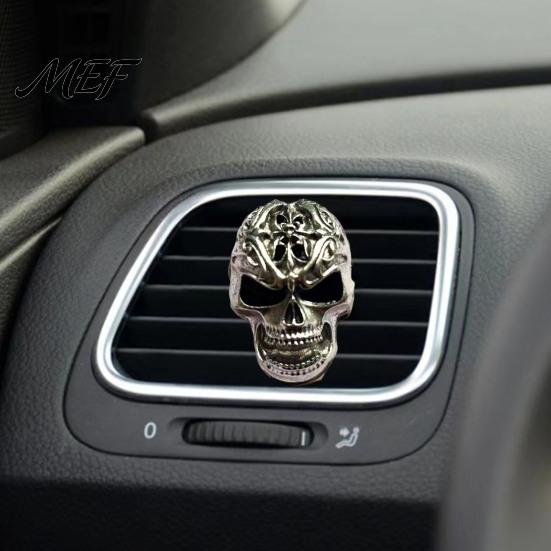 Metal Skull Vent Clip for Vehicles Car Air Clip, Retro Alloy Dashboard Halloween Interior Decoration Trim Funny Head Auto Accessories Creative Drivers