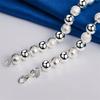 925 Sterling Silver Delicate Frosted Beaded Necklace for Women, Fashionable Party Gift, Wedding Jewelry