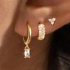 3pcs/set Fashion CZ Zircon Round Huggie Hoop Earrings for Women Geometric Ear Buckle Hoops Gold Plated Stainless Steel Jewelry