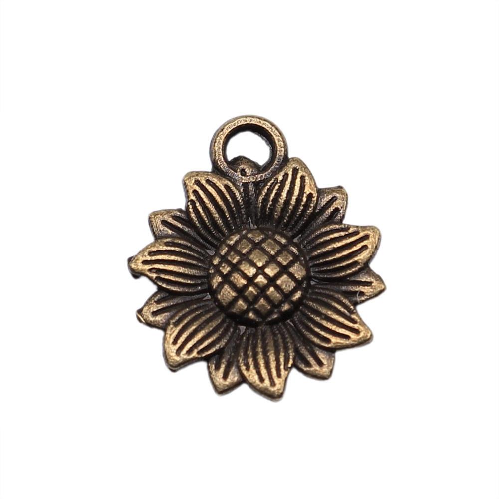 Simple Flower Charms Antique Alloy Pendants For Minimalist Floral Jewelry