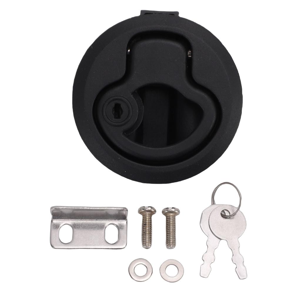 RV Boat Hatch Latch Flush Mount Round Pull Latch Lock with 2 Keys for Marine Camping Vehicle