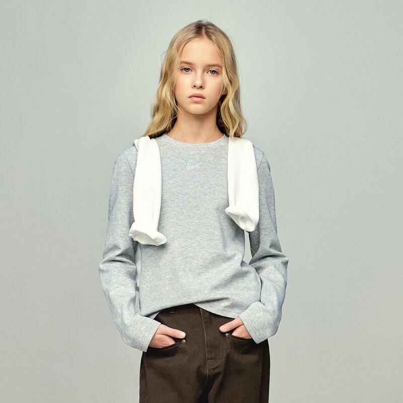 ELLE KIDS Girls  Two-Color Print French College Style Long Sleeve T-Shirt 140