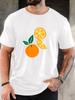 Fresh Orange Fruit Slice Graphic Print Unisexs Crew Neck Short Sleeve Casual Basic Summer Daily Soft Comfort Fit Wear Tee Shirt
