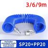 3/6/9m PU Recoil Air Hose SP20-PP20 Quick Connect Fittings Pneumatic Spiral Hose  Air Compressor