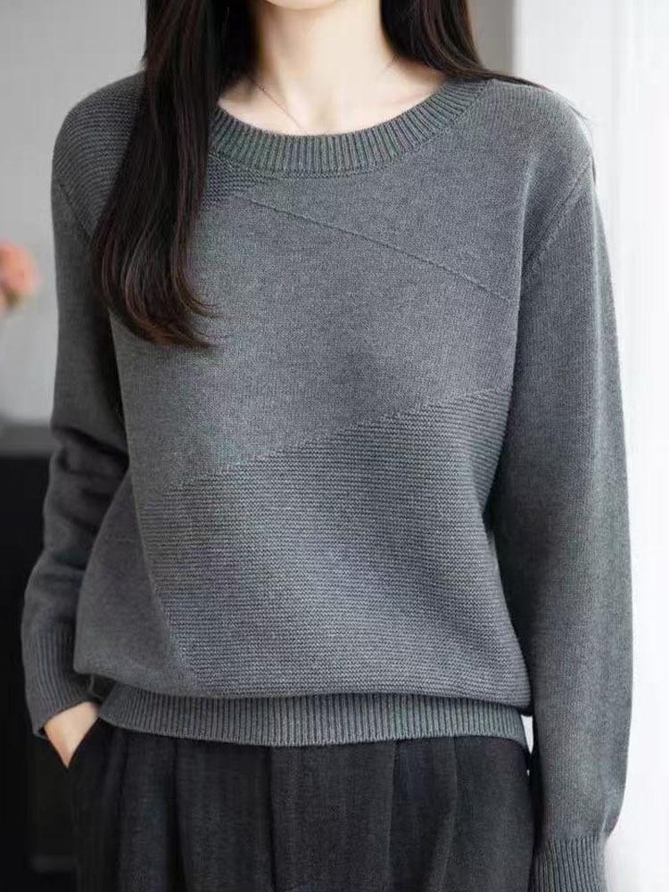2025 Autumn/Winter Women's Versatile Round Neck Wool Pullover Sweater - Loose, Slimming Knitwear Base Layer Top