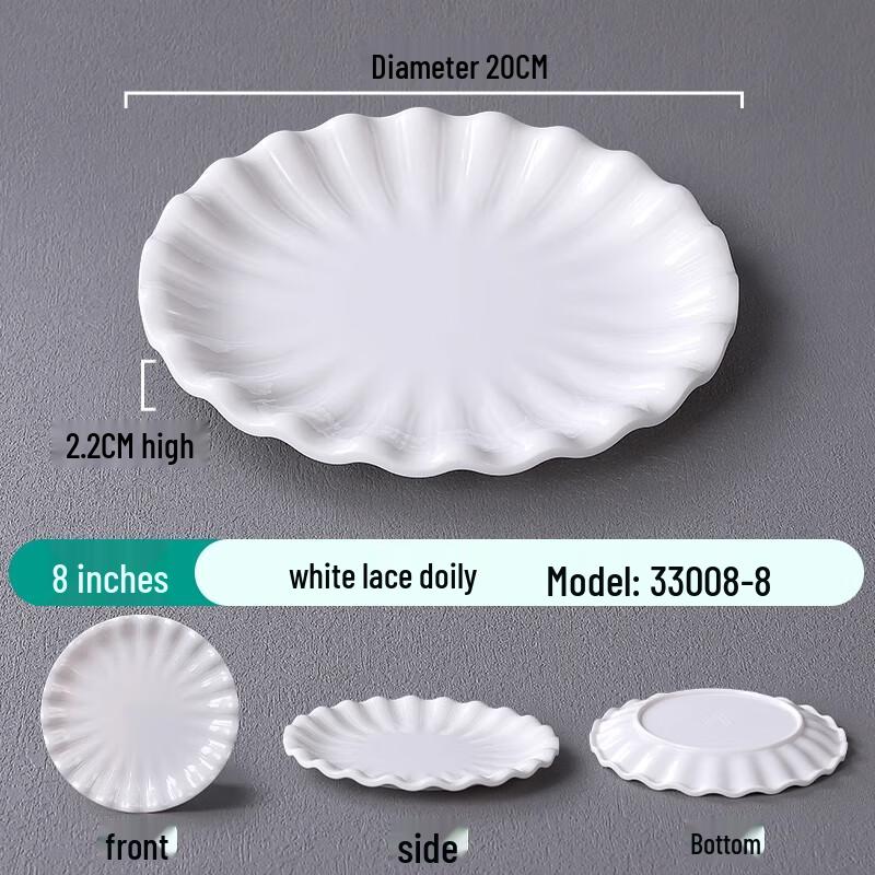 Melamine Pure White Lace Edge Serving Plate