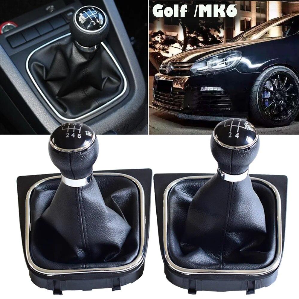 5/6 Speed Stick Gear Shift Knob With Leather Boot Collar Case For Volkswagen VW Golf 5 V MK5 MK6 Jetta 2005-2014 Car Stying