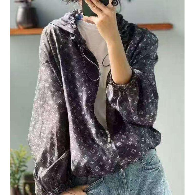 

Big Brand Fashion Sun Protection Clothing! Women s Hooded Geometric Graphic Lazy Inclusive Drawstring Poplin Yarn Outwear Summer Strong Push Dark gray 4XL