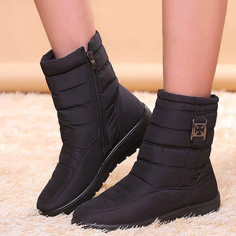 Fashion Women Boots Snow Round Toe Shoes Woman Warm Women Shoes Zipper Ladies Shoes Plush Fashion Winter Woman Boots Botas Mujer