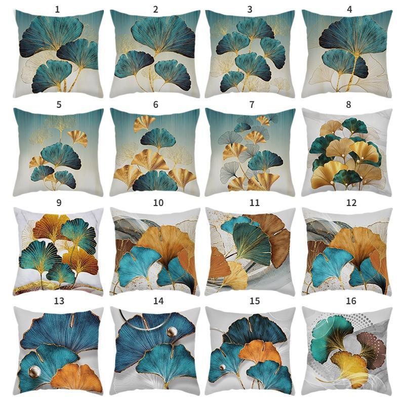 Pouzdro na polštáře Ginkgo Leaves Polyester Krátký plyš Moderní Květinové Polštáře na židle Pouzdro Dekor do obývacího pokoje Polštáře na polštář 1ks Pouze povlak na polštář