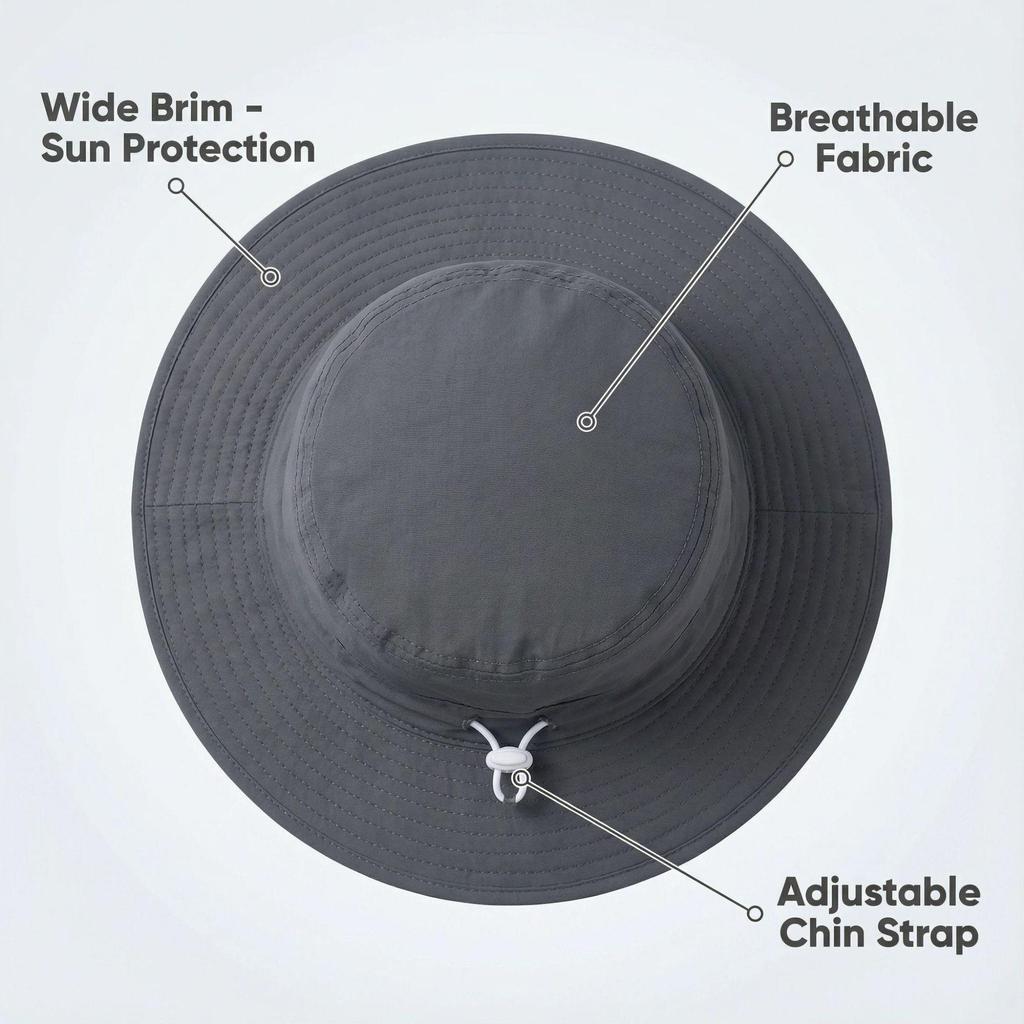 New Embroidered Fisherman Hat for Kids (2-8 Years) - UV Protection & Breathable Design