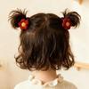Non-damaging Little Red Flower Elastic Hair Tie for Girls - Ponytail Rubber Band & Headwear