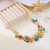 Exaggerated Metal Starfish Shell Pearl Necklace for Women Summer Ocean Coral Scallop Pendant Necklace Boho Beach Jewelry Gift