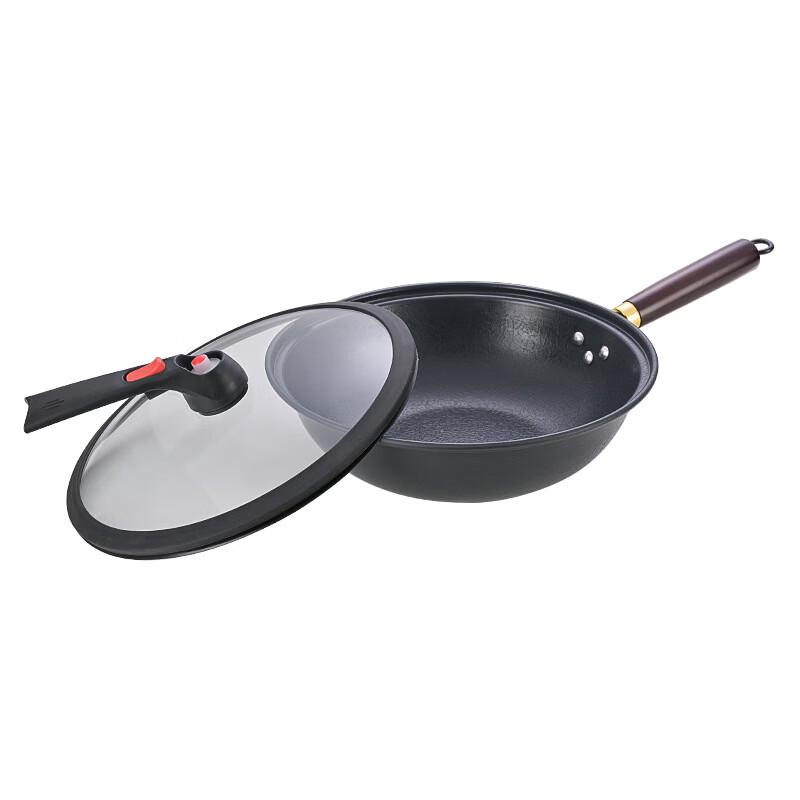 

ZISIZ 32cm Universal Refined Iron Wok with Lid