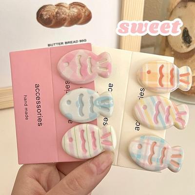 3Pcs/Set Hair Diy Accessories Dopamine Colorful Seabream Braised Series Hair Clip Sweet Girl Side Bang Hairpin
