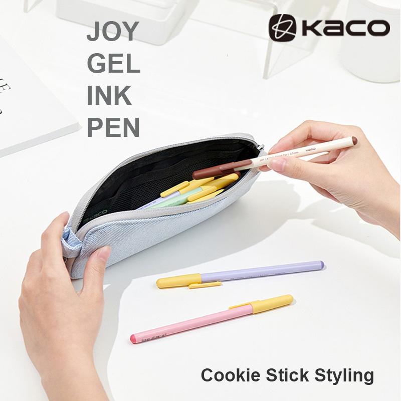 KACO JOY Gel Pen 0.5mm Black Fun Capped Biscuit Stick Style Frosted Body Daily Writing Pens 1600m Large Capacity School Supplies
