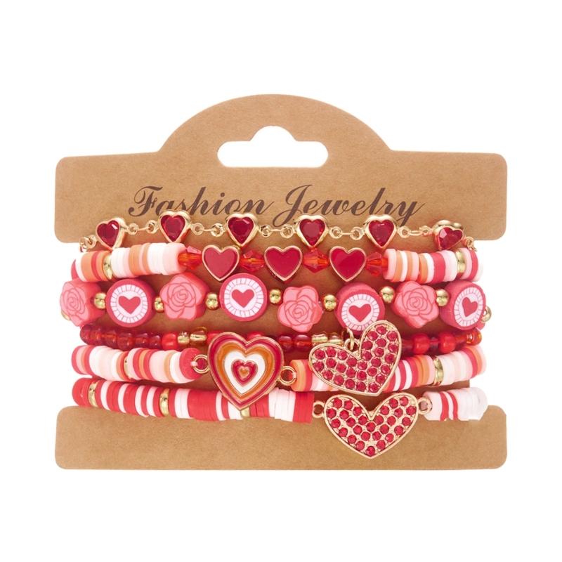 Stylish Valentine's Day Bracelets for Women Heart Charm Stackable Wristchain Trendy Accessory For Her