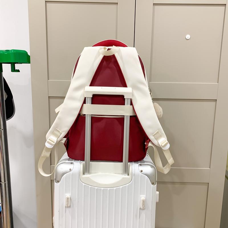 Dámský batoh s velkou kapacitou Studentská školní taška pro dívky Barevný blok batoh