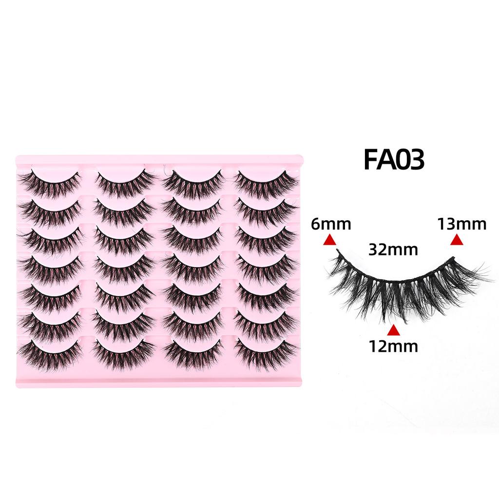 Cross-border European and American Style Flared Lashes, 14 Pairs of Thick, Curled, Naturally Three-dimensional One-piece Lashes
