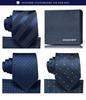 [HISDERN] Business Navy Tie 3-Piece Set - Stylish, Perfect for Weddings, Blue Tie, Pocket Square, Men's Formal Wear, Washable, Brand Name, Gift T3-02