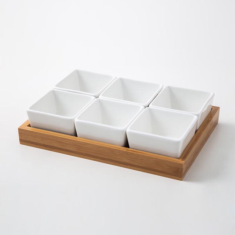 Qianxing Ceramic Bamboo Snack & Fruit Serving Platter