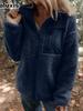 New Faux Fur Coat for Women Autumn Winter Fashion Warm Solid Color Zippered Plush Jacket