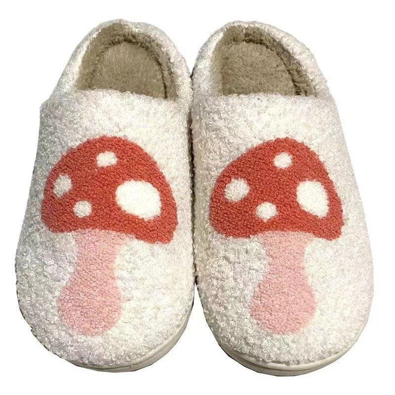 Mushroom Winter Cozy Home Slippers With Non Slip Rubber Sole For Men And Women