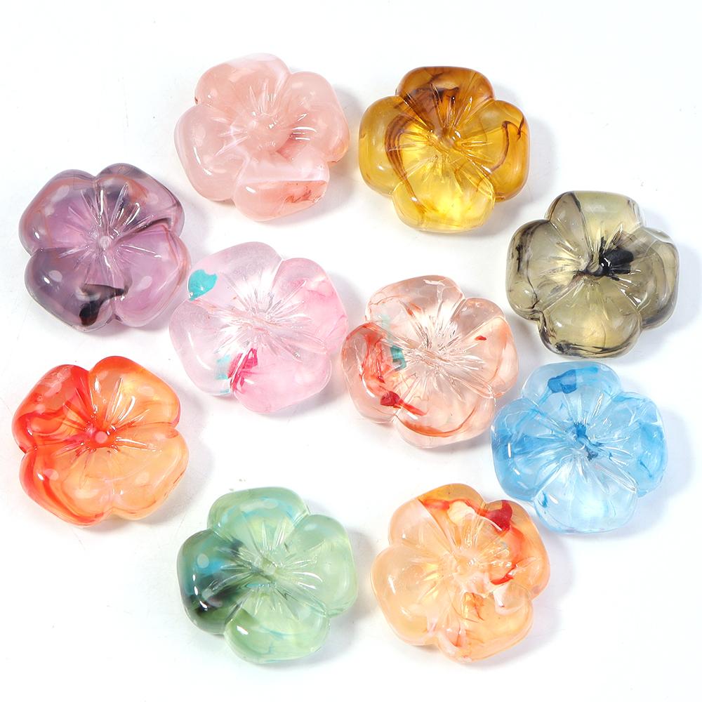 

10pcs/lot Colorful Flower Acrylic Beads Four Petal Flower Beads Loose Spacer For Jewelry Making Bracelet Necklace Accessories