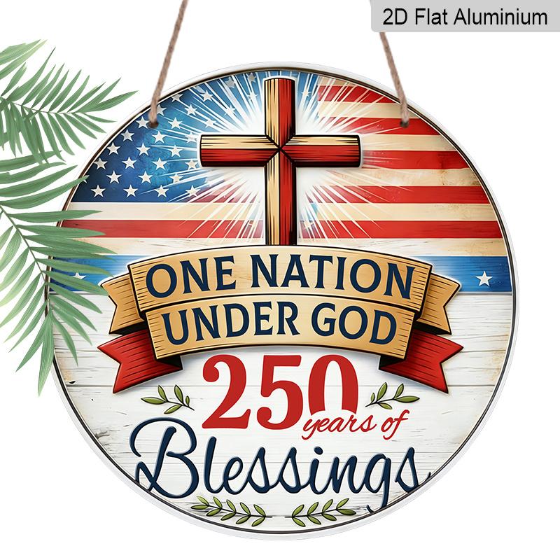 2D Flat 1pc Aluminum Independence Day-Themed Wall Decor 7.87 Inches X 7.87 Inches Commemorating the 250th Anniversary Memorial Day Patriotic Decor