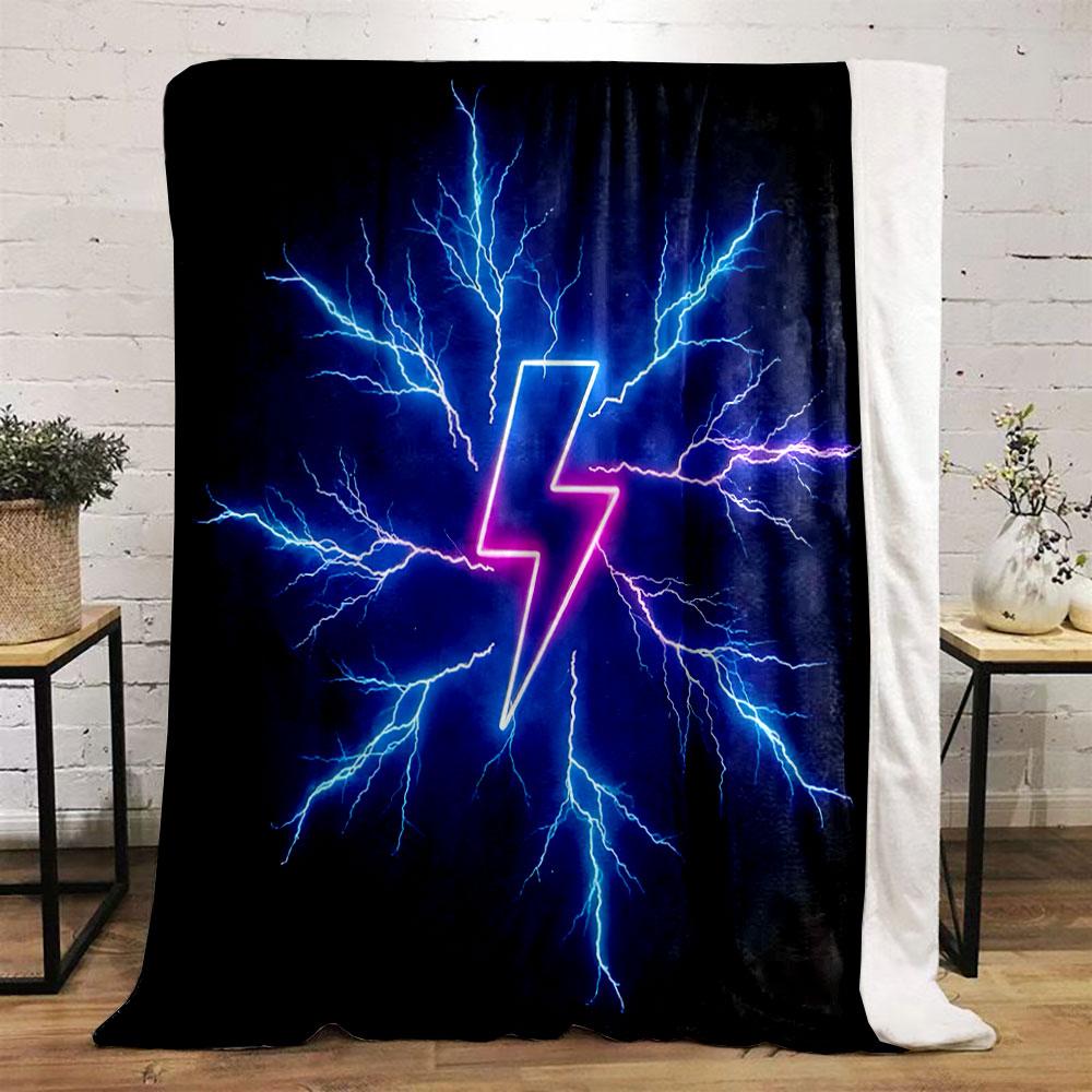 Neon Lightning Bolt Design Print Blanket Soft and Cozy Perfect for the Living Room Bed Sofa or a Nap,gift
