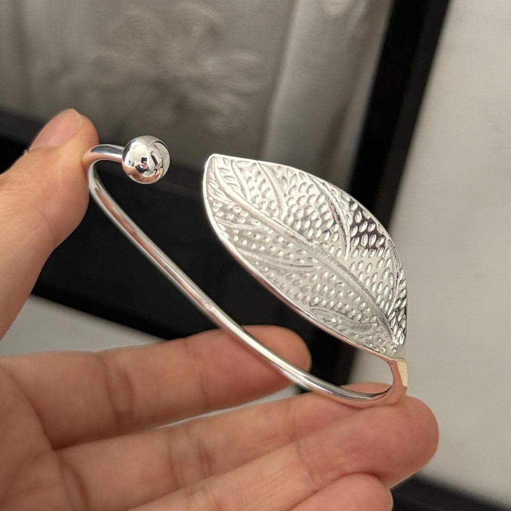 Xiaomi 100% Solid 925 Sterling Silver Metal Bracelet for Women Vintage Handmade Simple Leaf Shape Bracelet Birthday Gift Party