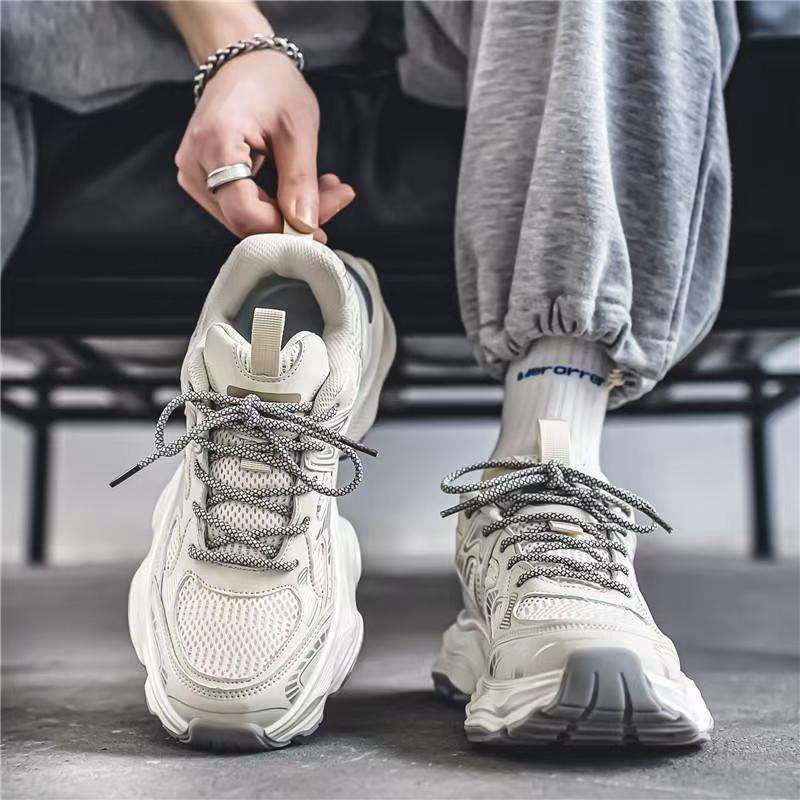 Men's shoes summer breathable 2025 new youth platform casual dad shoes men's versatile mesh sports trendy shoes