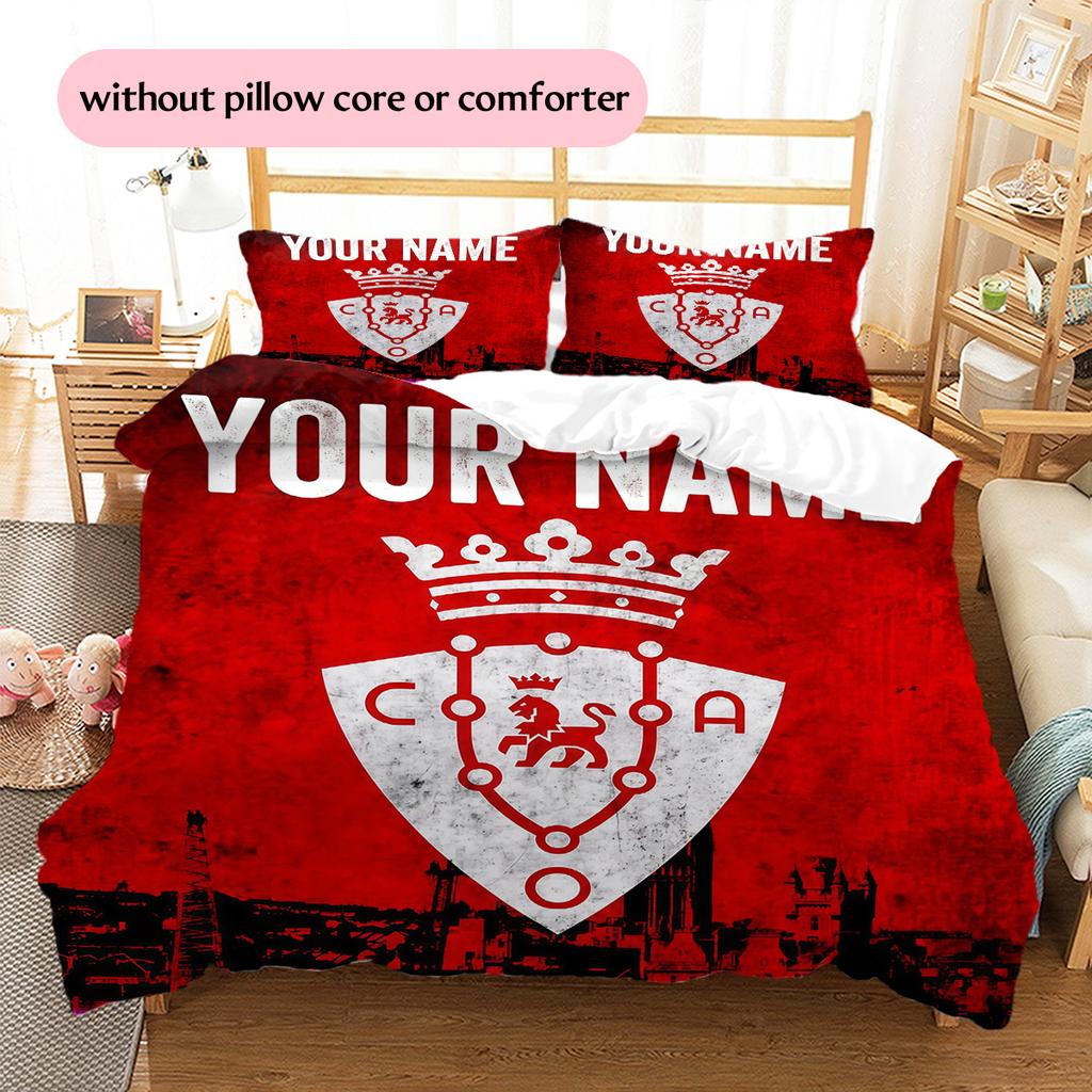 Custom Name CA Osasuna Pattern Bedding Quilt Set Home Decoration Gift (1 * Duvet Cover + 2 * Pillowcase Without Core)